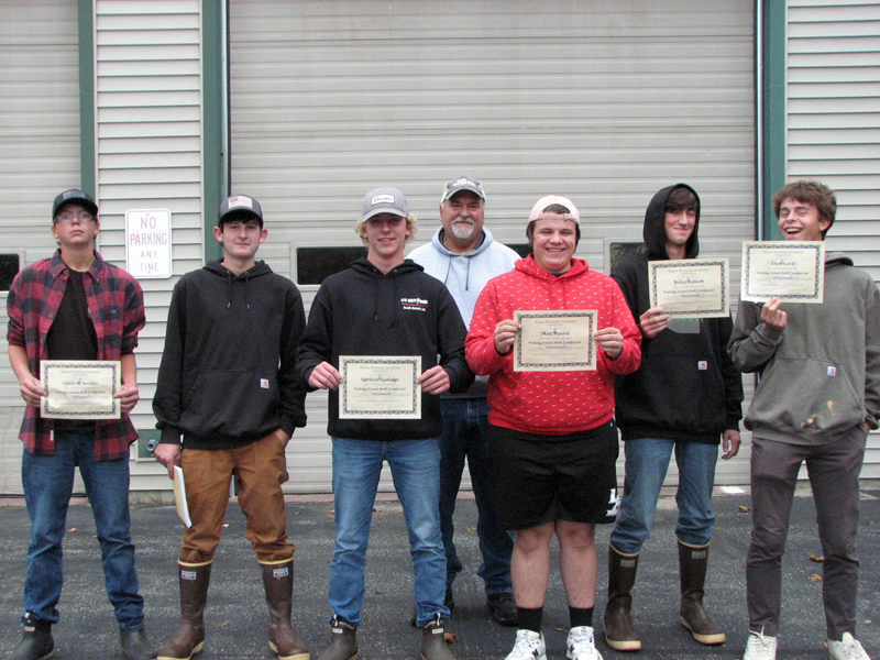 Certified Fishing Vessel Drill Conductors, from left: Caleb Soohey, Tyler McFarland, Spencer Gamage, John McMillan-Instructor, Matt Hanna, Nolan Gilbert, and Eben Lord. (Courtesy photo)