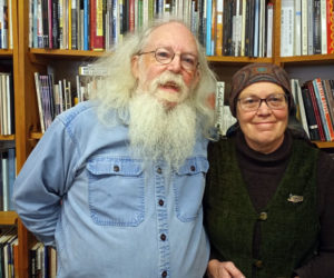 Poet Gary Lawless and photographer Beth Leonard at their bookstore Gulf of Maine Books in Brunswick. (Emily Hayes photo)