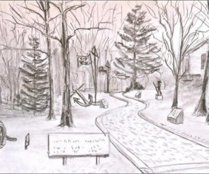 Artwork depicting the Veterans Memorial River Walk was specially created by Eric Michelsen. (Courtesy photo)