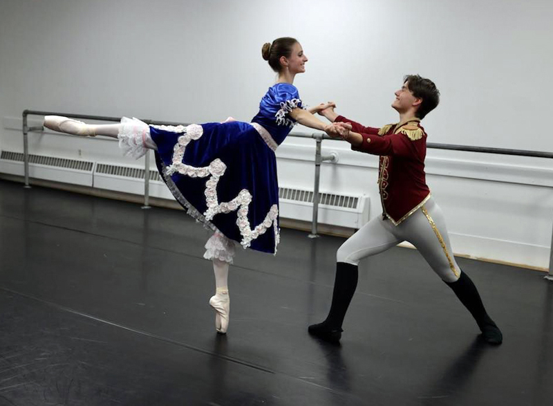 Lily Vermillion rehearses with Christoph Kroeger for "A Nutcracker Christmas." (Photo courtesy Amelia Poulin)