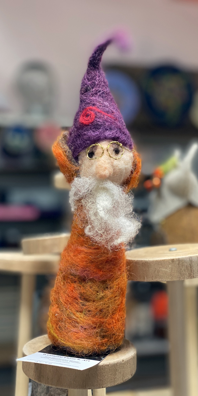A felt wizard is one of the many handcrafted gifts one can find at the Sheepscot General Holiday Artisan Market.