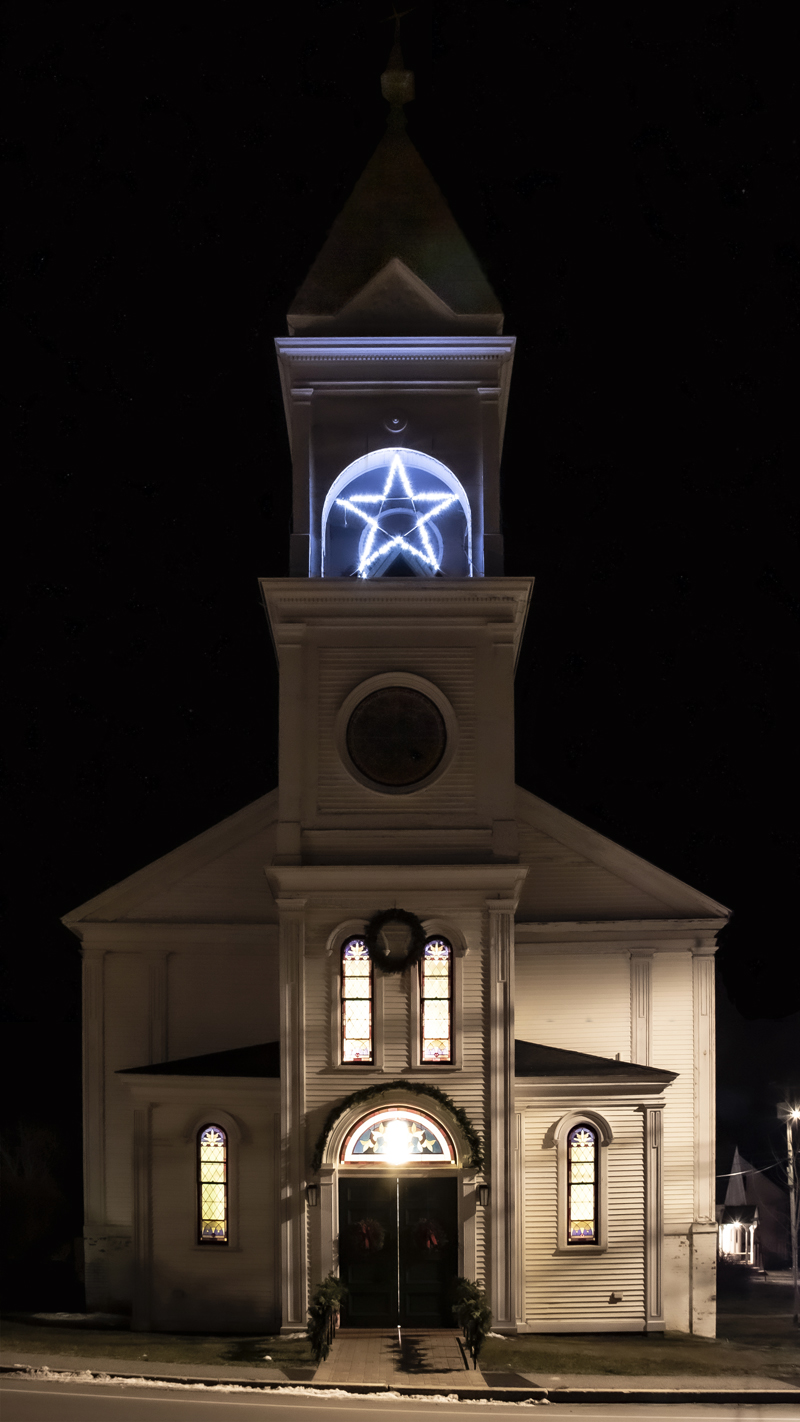 Broad Bay Church at night. (Photo courtesy Brian Scheuzger)