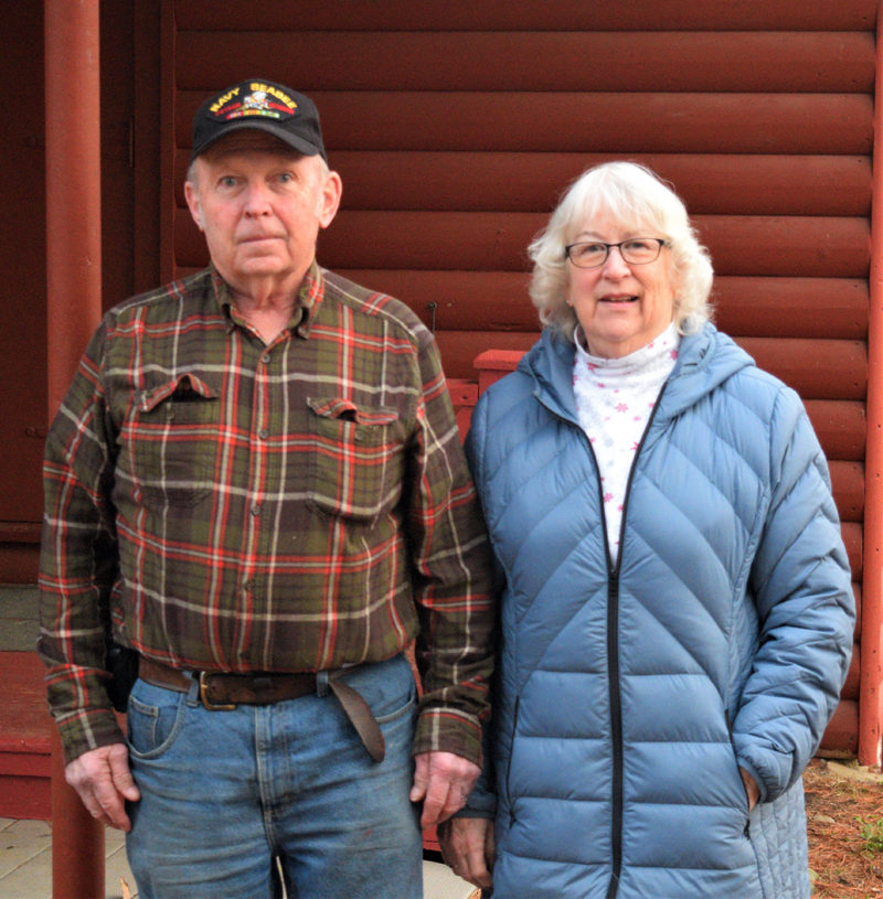Dan and Ann Pinkham outside of Lakehurst Lodge on Dec. 15. The Pinkhams have owned and operated Lakehurst Properties in Damariscotta with their family members since 1969. (Nate Poole photo)
