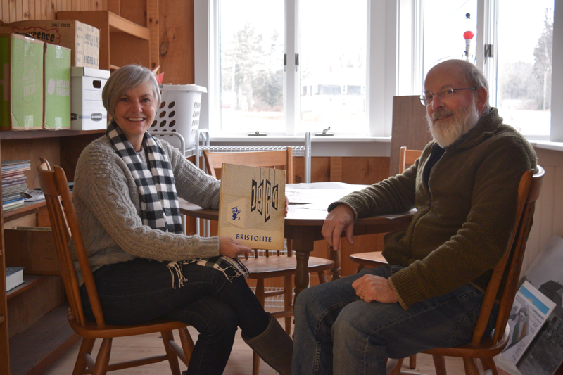 Board Member Belinda Osier and Collections Committee Chair Chuck Rand in the reading room at the Old Bristol Historical Society's history center on Jan. 13. (Nate Poole photo)