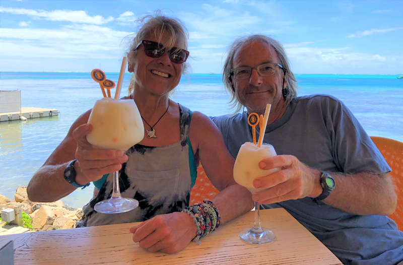 Jaja Martin, left, and Dave Martin visit their daughter Holly in French Polynesia in October. (Photo courtesy Jaja Martin)