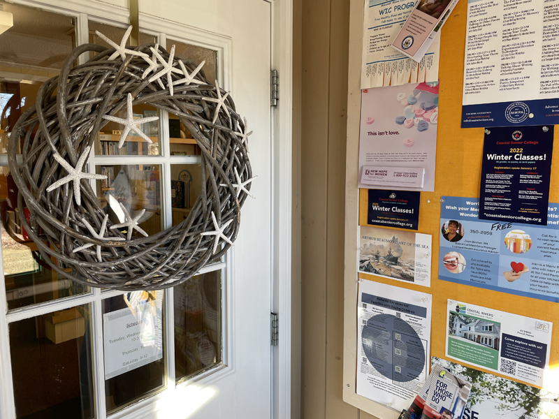 The bulletin board at the doorway to Bremen Library will likely include more offerings to the community now that the library will be open on Tuesdays. (Raye S. Leonard photo)