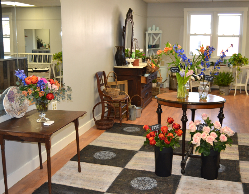 The interior of Willow Rose Flower Shoppe at 521 Main St. in Damariscotta. Owner Jessica Newbert has more than two decades of experience as a floral designer. (Maia Zewert photo)