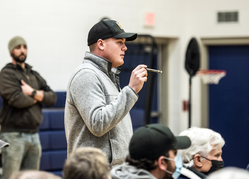 Brady Grotton questioned the timing of a special town meeting in Jefferson on Jan. 14. Grotton was concerned that the issue of EMS service was being decided after the Jan. 1 deadline imposed by Waldoboro, potentially placing Jefferson residents at risk. (Bisi Cameron Yee photo)