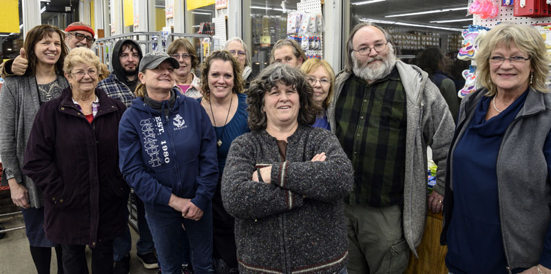 Members of the team at Big Al's pose for a group photo in Wiscasset on Dec. 30. From left: Angie Edwards, Maxine Barter, Al Cohen, Jon Gagnon, Patricia Jacques, Becky Mihalos, Jennifer Carpenter, Marla Kelley, Kathy Trussell, Jayne Stockford, Melissa Cohen, Ray Walch, and Marian Theriault. (Bisi Cameron Yee photo)