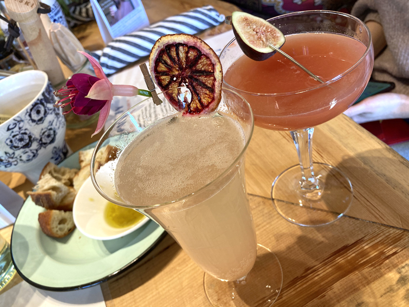 Cupacity's Sunday brunch menu includes a variety of cocktails, like the Rose-Colored Glasses, and zero-proof mocktails, like the Comfort and Joy. (Maia Zewert photo)