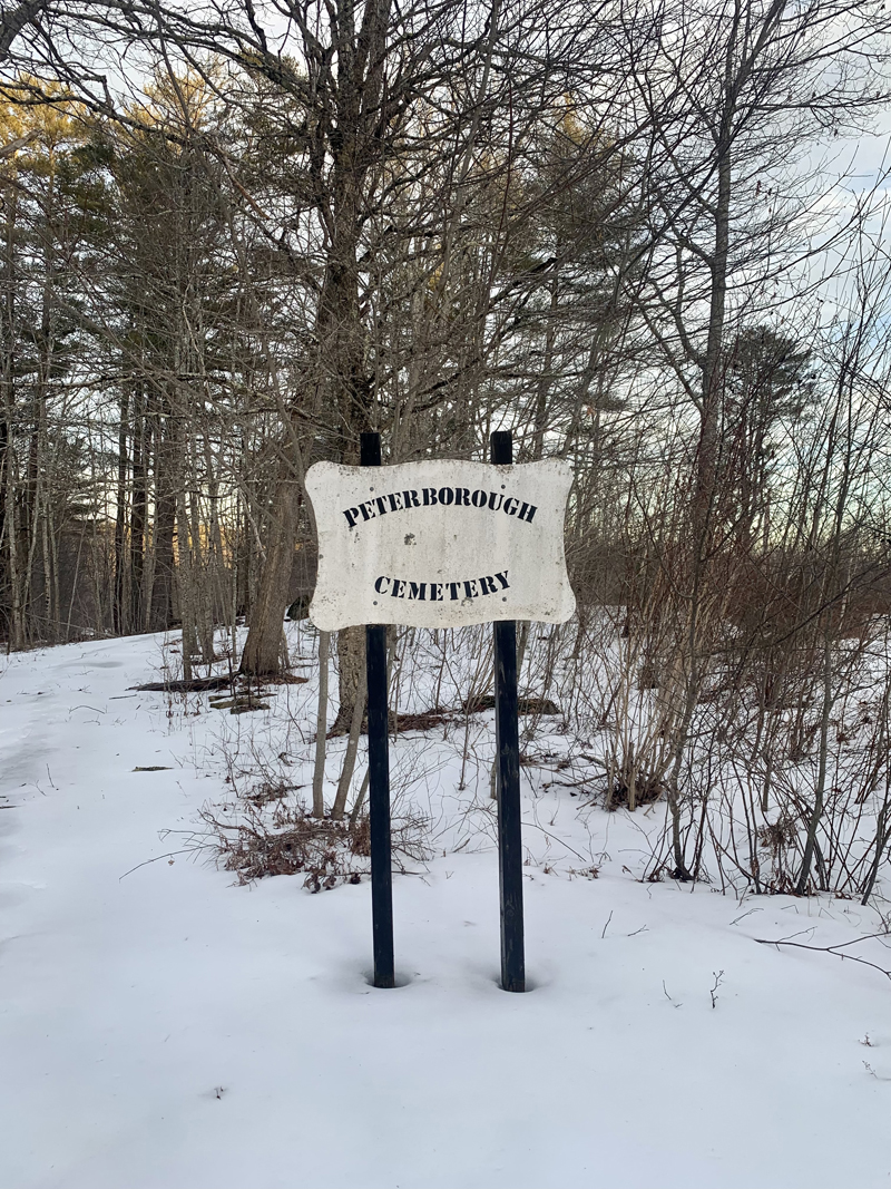 The sign marking Peterborough Cemetery in Warren.  (Anna M. Drzewiecki photo)