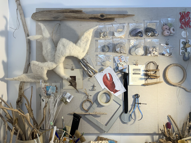 The wall behind Thirdlee & Co. owner and artist Michelle Lee Provencal's studio worktable. (Anna M. Drzewiecki photo)