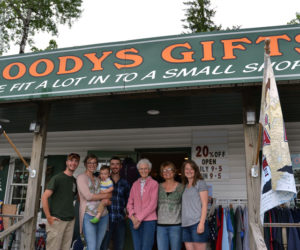 From left: Kyle Olson, Abby Braley, Bowen Braley, Alex Braley, Nancy Genthner, Mary Olson, and Jasmine McNelly outside of Moody's Gifts in 2019. (LCN file photo)