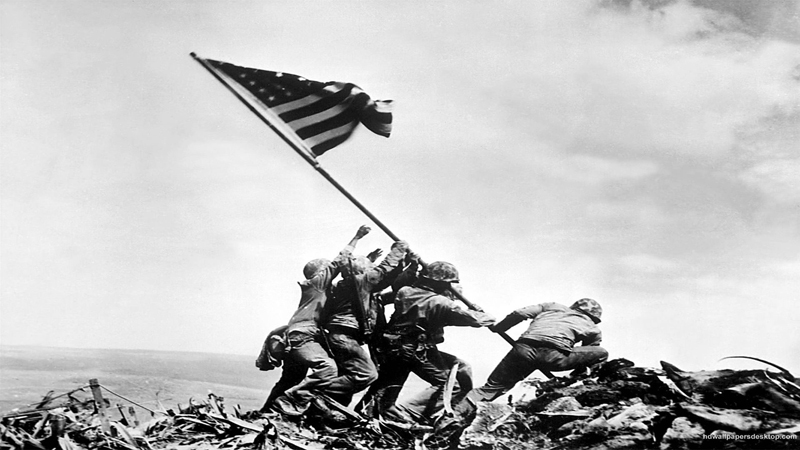 The raising of the second flag on Iwo Jima. (Photo courtesy Joe Rosentahl)