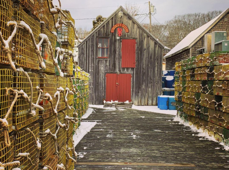 Betsey Dalbeck's photo of a snowy dock and lobster traps in New Harbor received the most reader votes to win the January #LCNme365 photo contest. Dalbeck will receive a $50 gift certificate from Rising Tide Co-op, of Damariscotta, the sponsor of this month's contest, as well as a canvas print of their photo courtesy of Mail It 4 U in Newcastle.