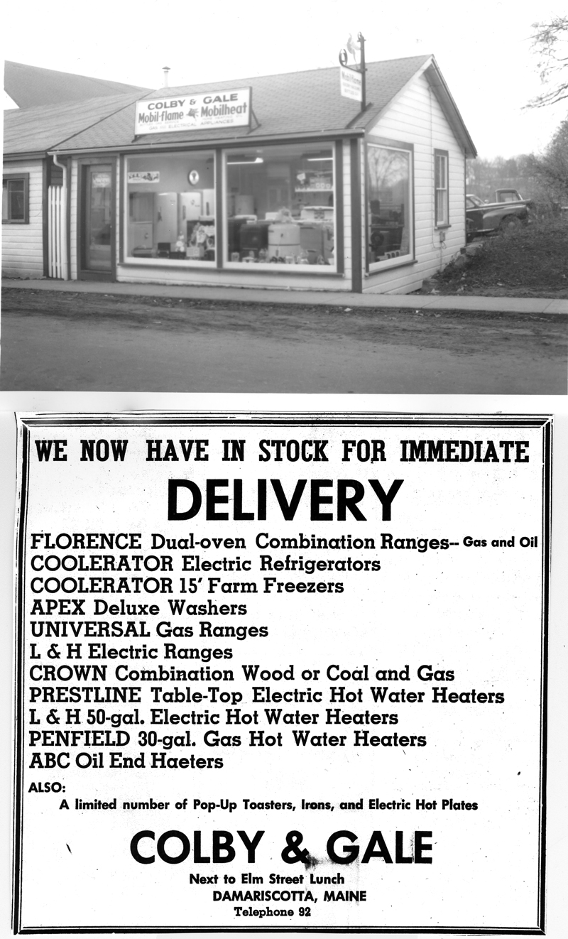 A Colby & Gale ad, July 15, 1948, operating from their store on Elm Street, Damariscotta. (Photo courtesy Calvin Dodge)
