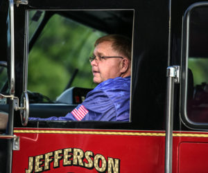 Jefferson Fire Chief Walter "Wally" Morris arrives at the annual firefighter's convention in Waldoboro on Sept. 10, 2021. (Bisi Cameron Yee photo, LCN file)