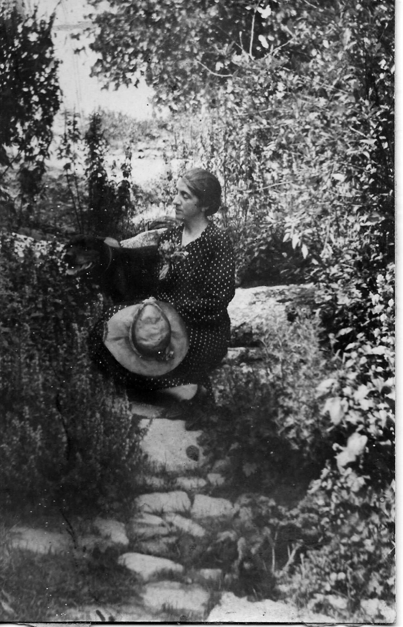 Elizabeth Coatsworth in the herb garden at Chimney Farm.