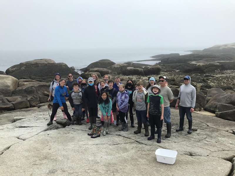 Nobleboro Central School's Cindy Sabina and her 2021 sixth-grade class on their visit to Hurricane Island in 2021. (Courtesy photo)