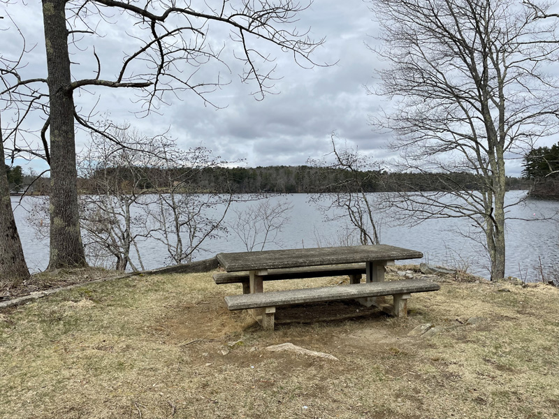 Ice House Park in Damariscotta Mills is open 8 a.m. to 8 p.m. May 1 to Sept. 30, but nobody seems to mind if you sit at the picnic table in the off-season. (Raye S. Leonard photo)
