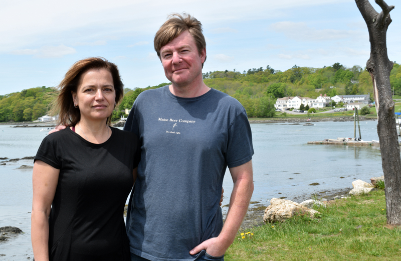Tamara Dica and Tim Beal, new owners of Larson's Lunch Box in Damariscotta, stand at the town's waterfront on Monday, May 23. The pair have also owned the Damariscotta River Grill since 2019 and said they look forward to continuing another well-loved community eatery. (Evan Houk photo)