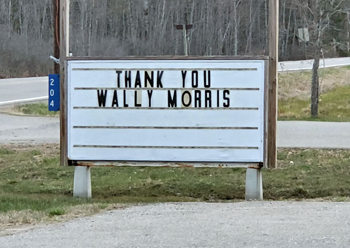A sign showing gratitude for retiring Jefferson Fire Chief Wally Morris. (Alec Welsh photo)