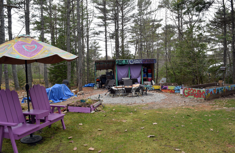 The lodging at "Happy Hippy Lane" on Westport Island includes rooms for rent, a few tiny houses, a fire pit, and a craft shed. Owner Cary Huggins strives to provide each guest with a unique and rewarding experience. (Evan Houk photo)
