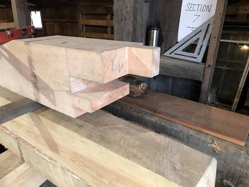 Blaiklock Carpentry is rebuilding the frame for the west wall using techniques that honor the mills 19th-century origins. (Courtesy photo)