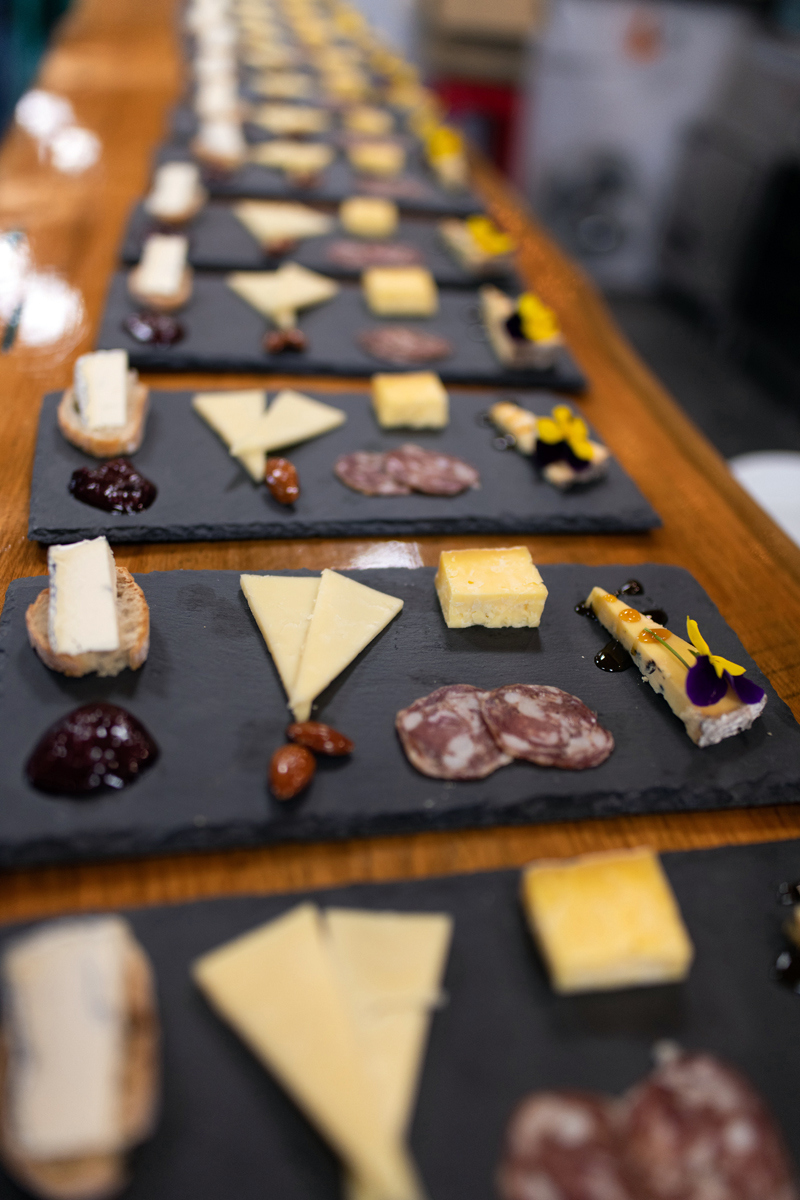 Tasting plates prepared for a class on Maine-made cheeses and Maine-made wines in spring 2022. (Photo courtesy Cody James Barry)