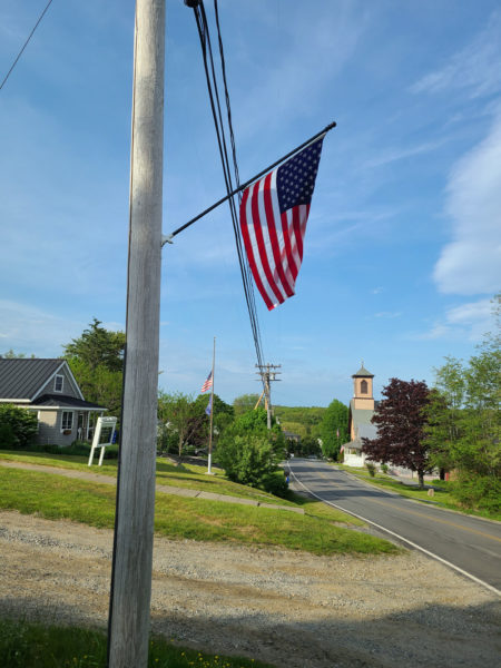 Flags waving proudly in Round Pond. (Photo courtesy Lori Crook)