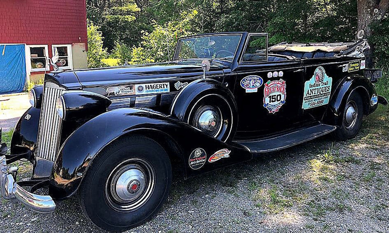 A 1937 Packard 120 convertible, owned by Charles Harris, of Indian Trail Antiques in Newcastle. (Photo courtesy Jeff Friedman)