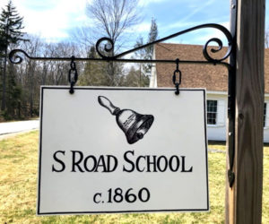The sign for the S. Road School in South Bristol. (Photo courtesy South Bristol Historical Society)