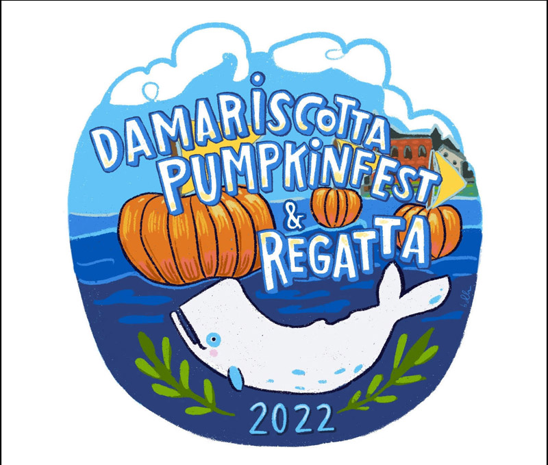 Falmouth artist Bevin Holmberg's winning design for the 2022 Damariscotta Pumpkinfest & Regatta tee shirt. (Photo courtesy Damariscotta Pumpkinfest & Regatta)