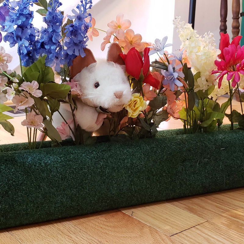 Namesake mascot, Giles the toy mouse, is prepared for the annual St. Giles Church Fair Saturday, July 30. (Photo courtesy St. Giles Church)
