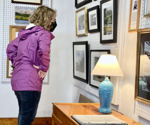 The 32 juried members of the Pemaquid Art Gallery have refreshed their displays with new work to begin the second half of the season at Pemaquid Point Lighthouse Park in Bristol. (Photo courtesy Pemaquid Art Gallery)