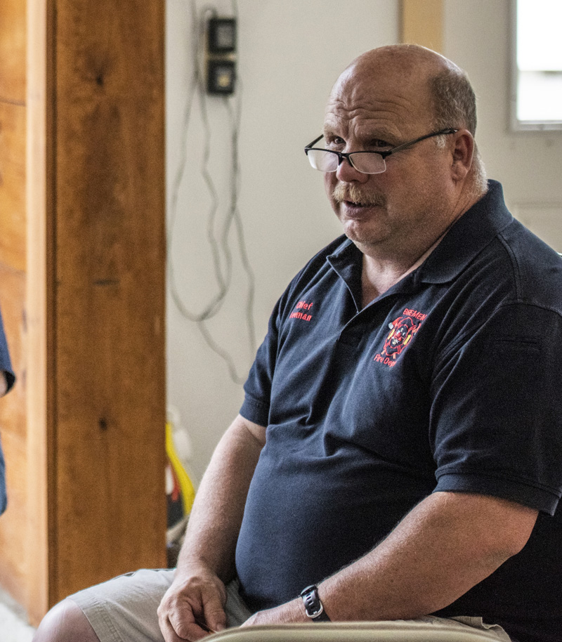 Bremen Fire Chief Donnie Leeman listens during an annual town meeting in June 2021. Leeman passed away suddenly at his home on Saturday, Sept. 17. (Bisi Cameron Yee photo, LCN file)