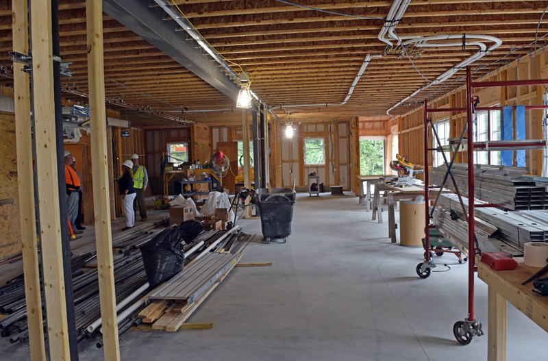 A view of the new 3,300-square-foot addition to the Webster Van Winkle building on LincolnHealth's Miles Campus in Damariscotta that will serve as a physical and occupational therapy center and exercise space. The hospital's wellness and rehabilitation services are moving into the building in February from the third floor of the hospital, more than doubling the space available for the department. (Evan Houk photo)