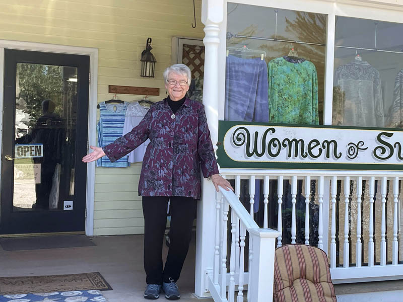 After 27 years in operation, Women of Substance owner Lynne Urquhart is putting her Damariscotta clothing store up for sale. Urquhart said she would like to keep working in the shop in some fashion after the sale is finalized. (Sherwood Olin photo)