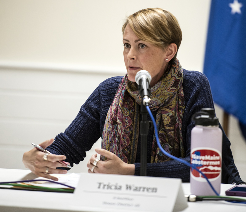 Tricia Warren, R-Boothbay Harbor, candidate for Maine House District 48, responds to a question during a candidate forum in Boothbay on Monday, Oct. 3. House District 48 consists of Boothbay, Boothbay Harbor, Edgecomb, South Bristol, Southport, and Westport Island. (Bisi Cameron Yee photo)