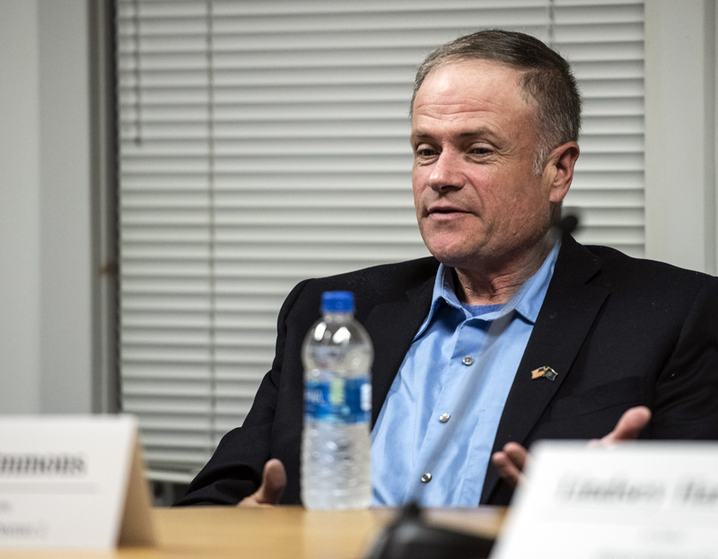 Henry Simmons, R-Nobleboro, responds to a question during The Lincoln County News candidate's forum in Waldoboro Thursday, Oct. 6. (Bisi Cameron Yee photo)