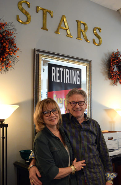 Frieda and John Hanlon stand behind the counter at Stars Fine Jewelry in Damariscotta on Tuesday, Nov. 15. The husband-and-wife owner-operators started the business in 1994 and simply want to step back, relax, and spend more time at home and traveling around Maine now. (Evan Houk photo)