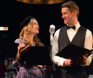 Jason Laptewicz and Nanette Fraser return as the iconic and lovable George & Mary Bailey in Heartwood's Live Radio Theater production of Merry Christmas, George Bailey! (Photo courtesy Heartwood Theater)