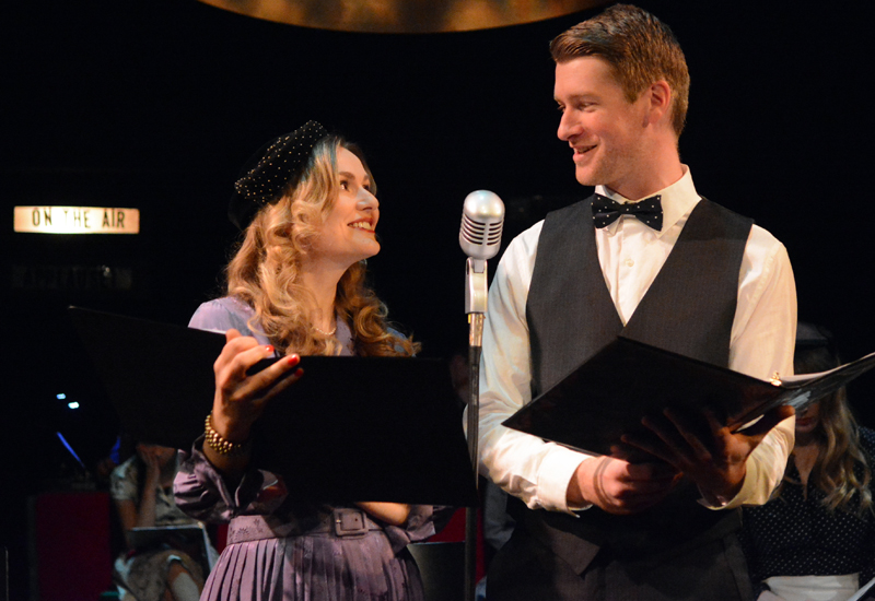 Jason Laptewicz and Nanette Fraser return as the iconic and lovable George & Mary Bailey in Heartwood's Live Radio Theater production of Merry Christmas, George Bailey! (Photo courtesy Heartwood Theater)