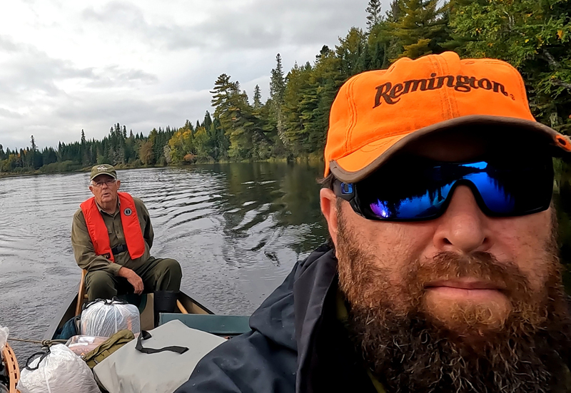 Donnie Johnston and Joe Holland enjoy a fall canoe trip on the West Branch of the Penobscot River in September. (Photo courtesy Joe Holland)