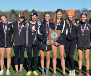 The Lincoln Academy girls cross country team is the state Class B runner-up, the highest finish ever for the Lady Eagles. The girls and boys teams also won the South B Sportsmanship Awards. (Paula Roberts photo)
