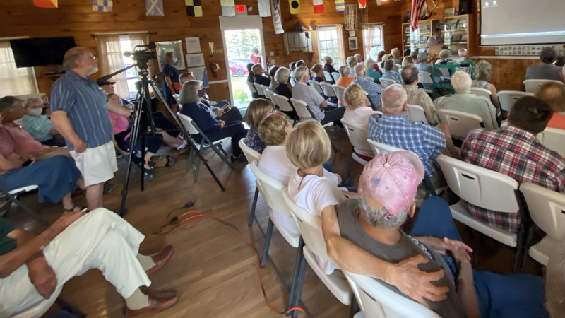 An overflow crowd at an Old Bristol Historical Society 2022 Summer Talk Series program. (Photo courtesy Old Bristol Historical Society)