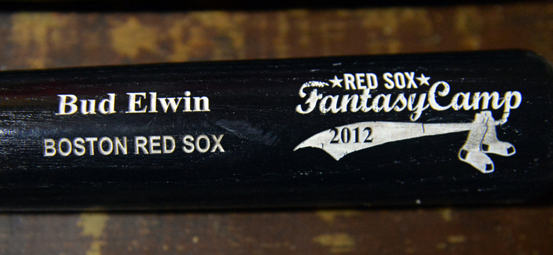 The bat Bud Elwin received while attending the 2012 Red Sox Fantasy Baseball Camp. (Paula Roberts photo)