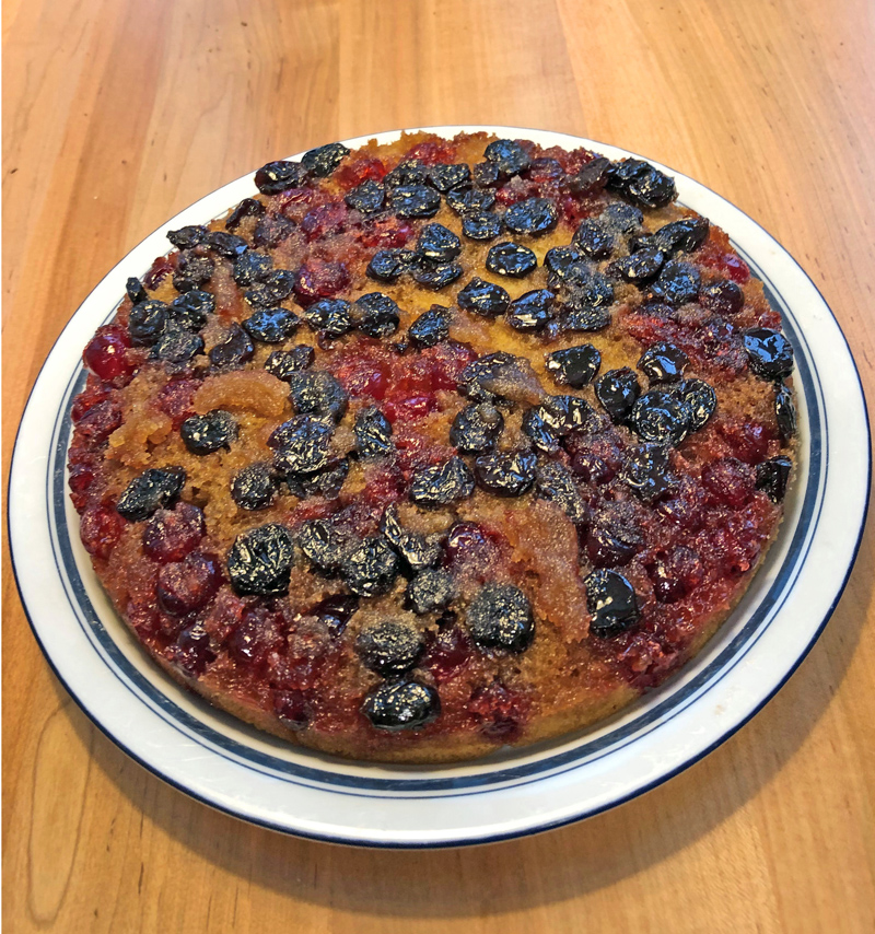 Cranberry and dried cherry upside-down cake (Photo courtesy I. Winicov Harrington)