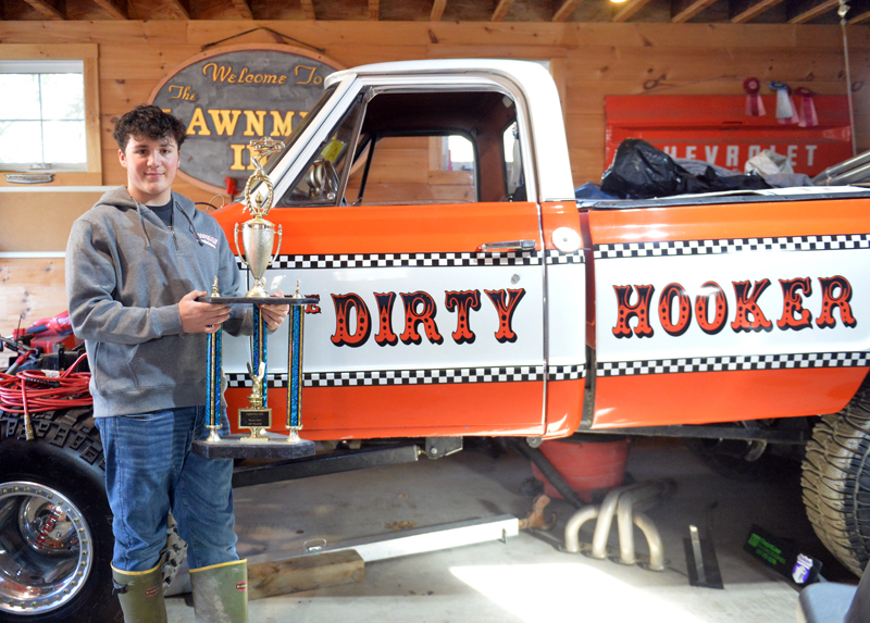 Fifteen-year-old Sam Chapman, of Jefferson, won the Maine State Truck and Tractor Pull Association's Point Series with the Dirty Hooker in the 4x4 Super Stock division. He started truck pulling in 2021 as a 14-year-old to become the youngest participant in the event. (Paula Roberts photo)