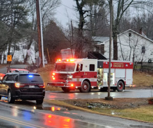 Damariscotta police and fire department units are on the scene of an active bomb threat at the Great Salt Bay School in Damarioscotta. School has been canceled and students will be returning home this morning via school bus, according to a text sent to parents. (Alec Welsh photo)